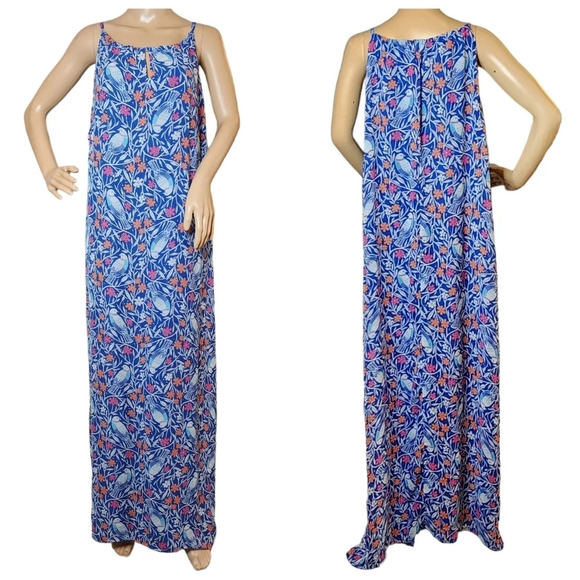 Old Navy Bird Sleeveless maxi dress. Blue Floral. Women's size XXL - Picture 3 of 15